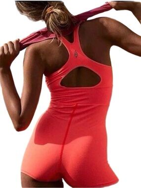 Free People Movement Every Single Time Runsie M/L New With Tags Neon Coral